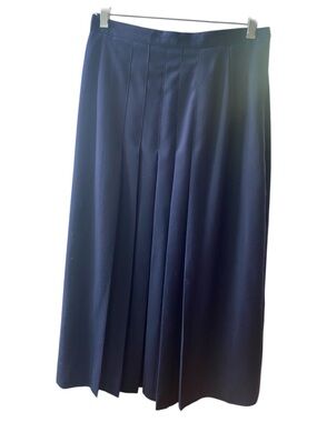 Worthington Vintage Y2K Navy Blue Pleated Academia Midi Skirt size 10